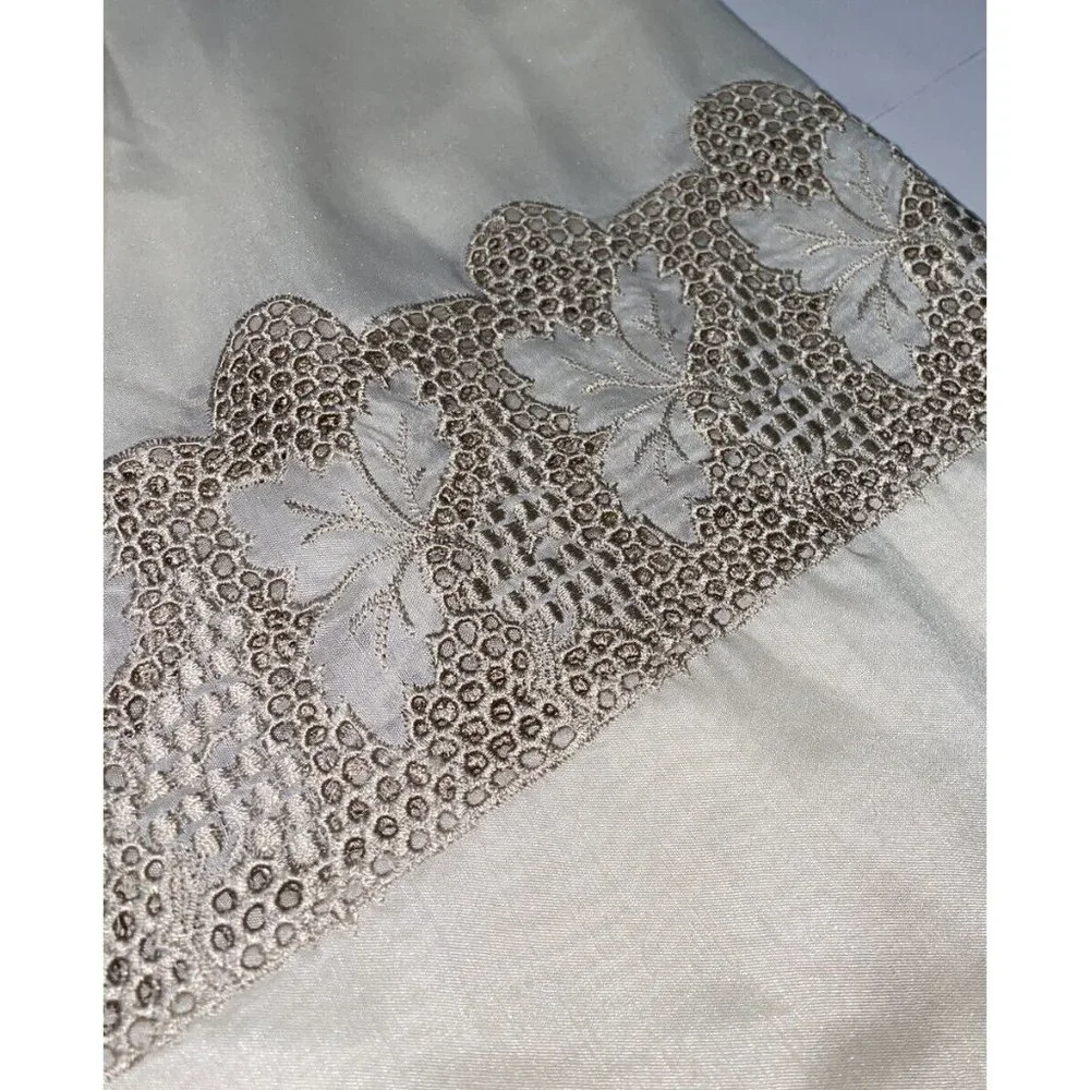 2 Vintage Pinch Pleat Ivory Drapes Panels Curtains 87 Long Off White Lace Border